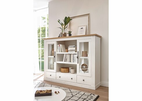 Vitriinkapp WESTMINSTER valge / tamm, 160x42xH122 cm