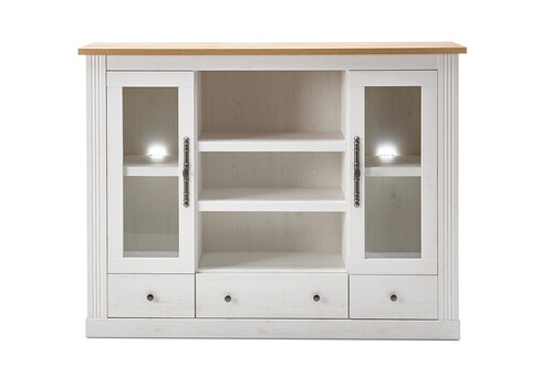 Vitriinkapp WESTMINSTER valge / tamm, 160x42xH122 cm