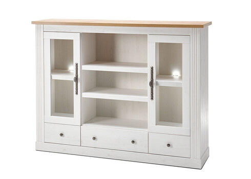 Vitriinkapp WESTMINSTER valge / tamm, 160x42xH122 cm