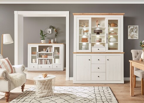 Vitriinkapp WESTMINSTER valge / tamm, 160x42xH122 cm