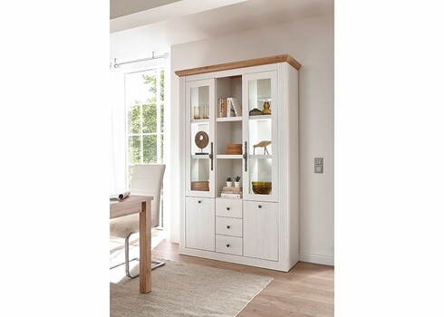 Puhvetkapp WESTMINSTER valge / tamm, 129x42xH202 cm