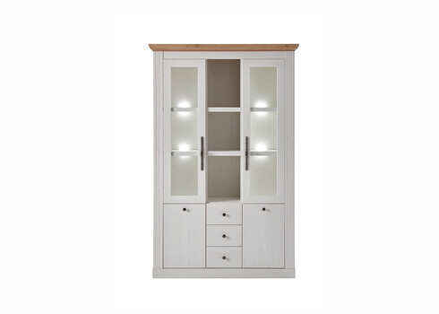 Puhvetkapp WESTMINSTER valge / tamm, 129x42xH202 cm