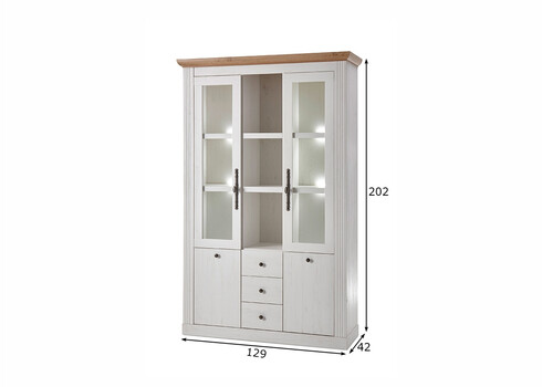 Puhvetkapp WESTMINSTER valge / tamm, 129x42xH202 cm