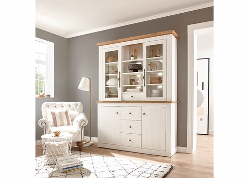 Puhvetkapp WESTMINSTER valge / tamm, 153x42xH205 cm