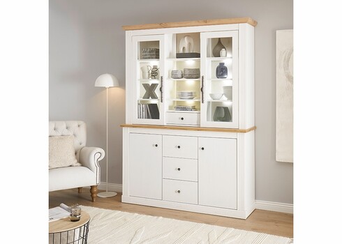 Puhvetkapp WESTMINSTER valge / tamm, 153x42xH205 cm