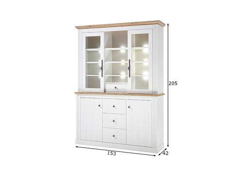 Puhvetkapp WESTMINSTER valge / tamm, 153x42xH205 cm