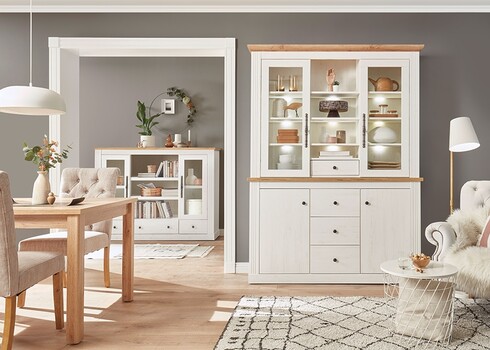 Puhvetkapp WESTMINSTER valge / tamm, 153x42xH205 cm