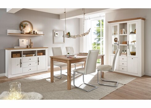 Puhvetkapp WESTMINSTER valge / tamm, 129x42xH202 cm