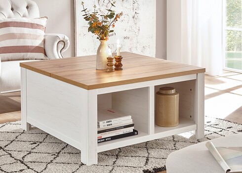 Diivanilaud WESTMINSTER valge / tamm, 93x93xH50 cm