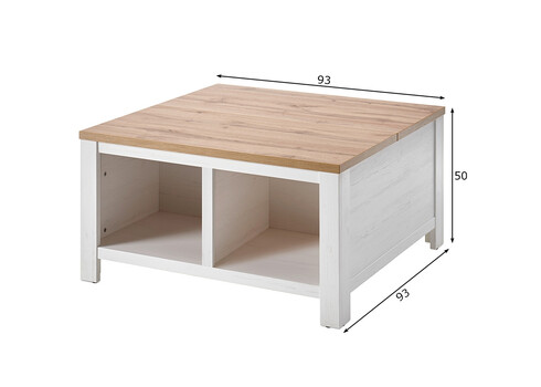 Diivanilaud WESTMINSTER valge / tamm, 93x93xH50 cm