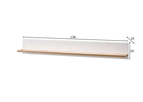 Seinariiul WESTMINSTER valge / tamm, 138x18xH20 cm