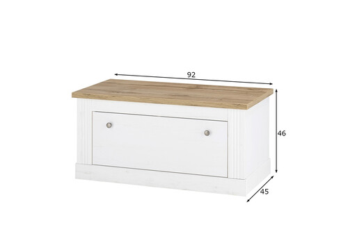 Esikupink WESTMINSTER valge / tamm, 92x45xH46 cm