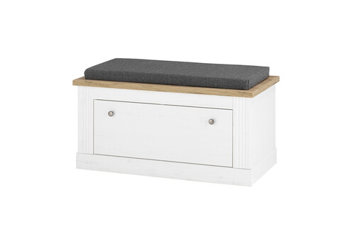 Esikupink padjaga WESTMINSTER valge / tamm, 92x45xH51 cm