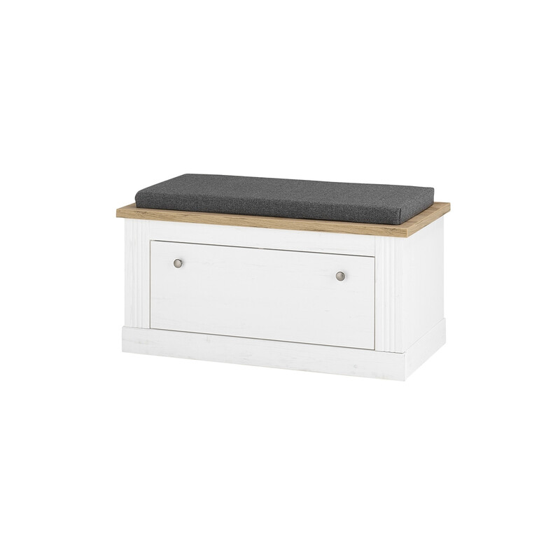 Esikupink padjaga WESTMINSTER valge / tamm, 92x45xH51 cm