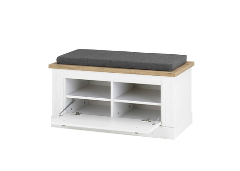 Esikupink padjaga WESTMINSTER valge / tamm, 92x45xH51 cm