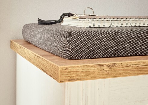 Esikupink padjaga WESTMINSTER valge / tamm, 92x45xH51 cm