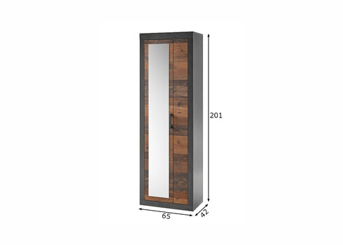 Esikukapp BROOKLYN pruun / hall, 65x42xH201 cm