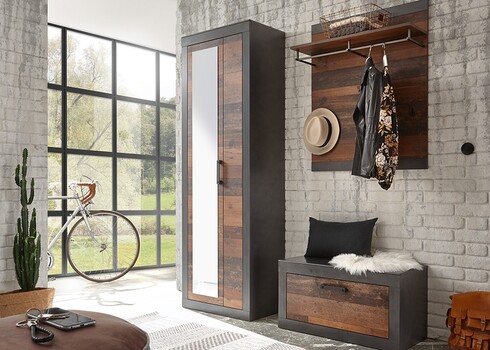 Esikukapp BROOKLYN pruun / hall, 65x42xH201 cm