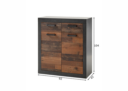 Kummut BROOKLYN pruun / hall, 92x42xH104 cm