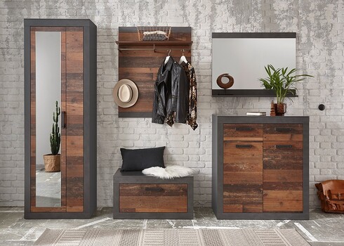 Kummut BROOKLYN pruun / hall, 92x42xH104 cm