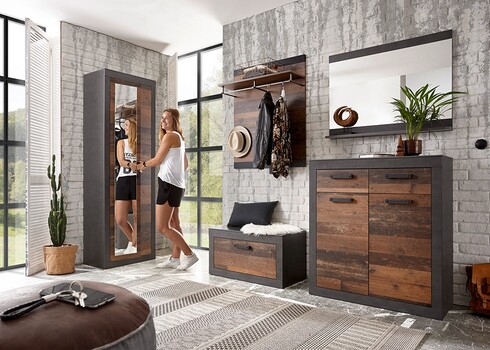 Kummut BROOKLYN pruun / hall, 92x42xH104 cm