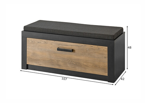 Esikukapp istumispadjaga BRÜGGE kastan / hall, 107x42xH43 cm