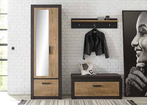 Esikukapp istumispadjaga BRÜGGE kastan / hall, 107x42xH43 cm