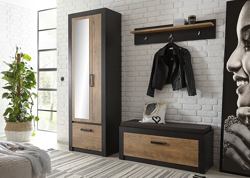 Esikukapp istumispadjaga BRÜGGE kastan / hall, 107x42xH43 cm