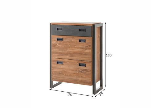 Jalatsikapp DETROIT hall / tamm, 75x39xH100 cm