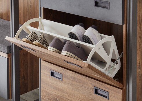 Jalatsikapp DETROIT hall / tamm, 75x39xH100 cm