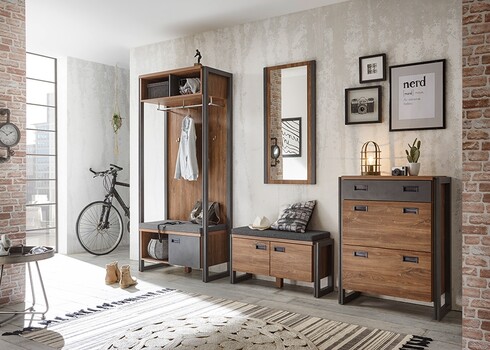 Jalatsikapp DETROIT hall / tamm, 75x39xH100 cm