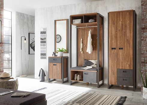 Esikumööbel DETROIT hall / tamm, 90x45xH202 cm