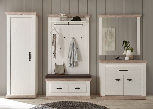 Esikukapp FLORENZ valge mänd / mänd, 73x38xH201 cm