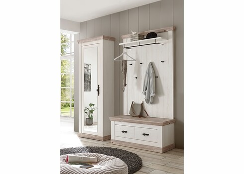 Esikukapp FLORENZ valge mänd / mänd, 73x38xH201 cm