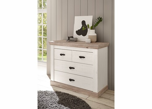 Kummut FLORENZ valge mänd / mänd, 107x45xH87 cm