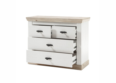 Kummut FLORENZ valge mänd / mänd, 107x45xH87 cm