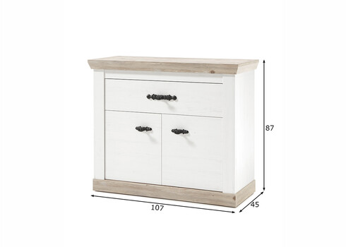 Kummut FLORENZ valge mänd / mänd, 107x45xH87 cm