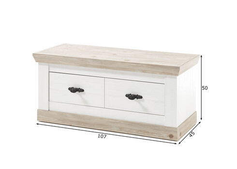 Esikupink FLORENZ valge mänd / mänd, 107x45xH50 cm