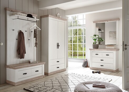 Esikupink FLORENZ valge mänd / mänd, 107x45xH50 cm