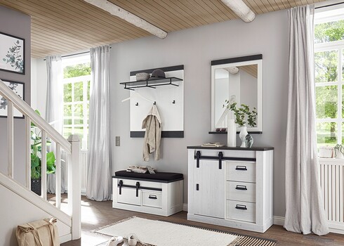 Seinanagi SHERWOOD valge mänd / hall, 92x26xH100 cm