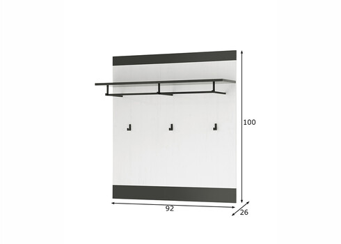 Seinanagi SHERWOOD valge mänd / hall, 92x26xH100 cm