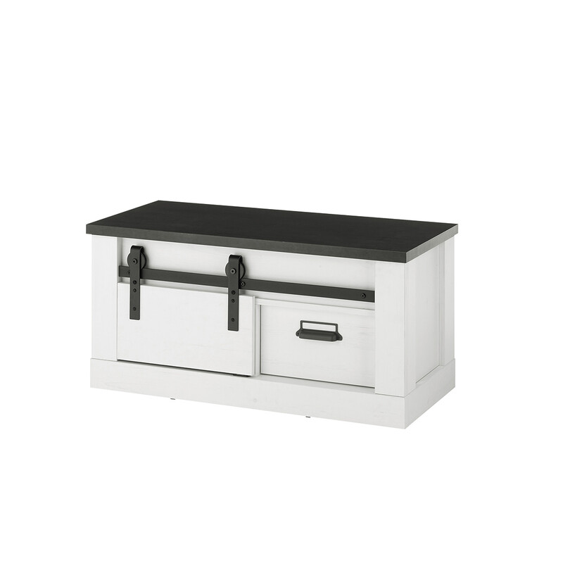 Esikupink SHERWOOD valge mänd / hall, 93x43xH46 cm