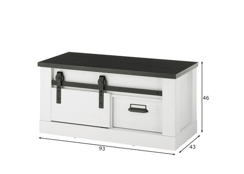 Esikupink SHERWOOD valge mänd / hall, 93x43xH46 cm