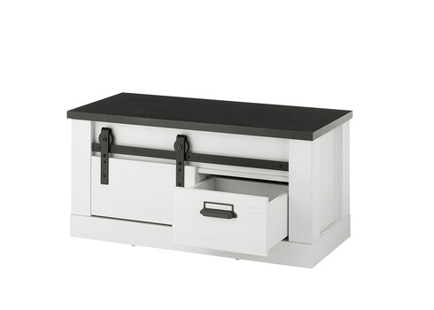 Esikupink SHERWOOD valge mänd / hall, 93x43xH46 cm