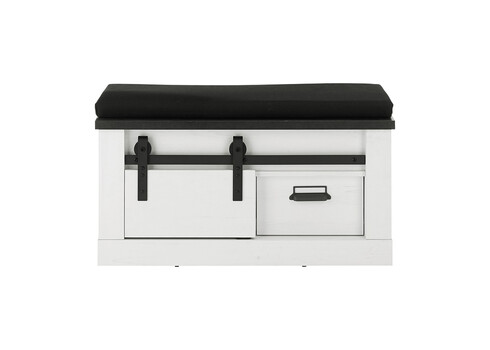 Esikupink istumispadjaga SHERWOOD valge mänd / hall, 93x43xH46 cm