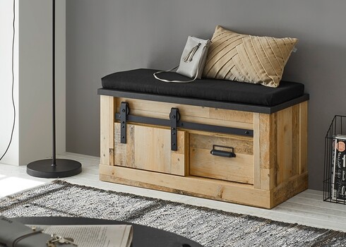 Esikupink istumispadjaga SHERWOOD pruun / hall, 93x43xH46 cm