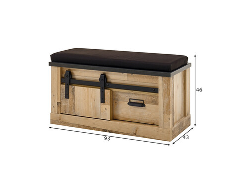 Esikupink istumispadjaga SHERWOOD pruun / hall, 93x43xH46 cm
