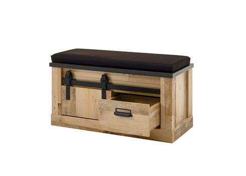 Esikupink istumispadjaga SHERWOOD pruun / hall, 93x43xH46 cm