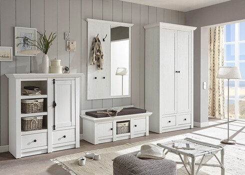 Esikukapp WESTERLAND valge mänd, 105x45xH207 cm