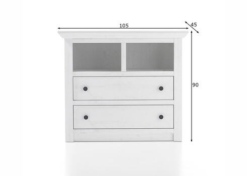 Kummut WESTERLAND valge mänd, 105x45xH90 cm